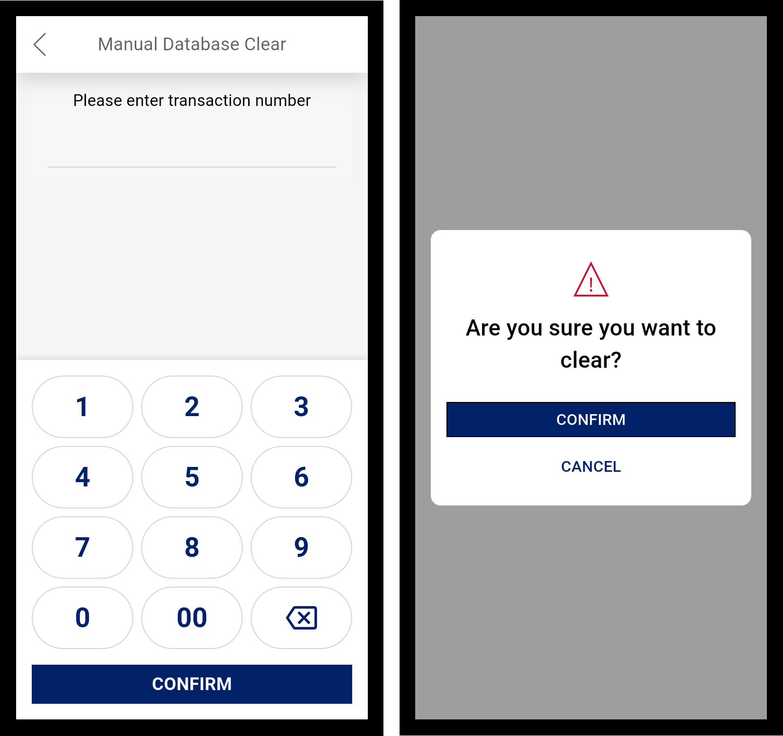clear a transaction and confirm