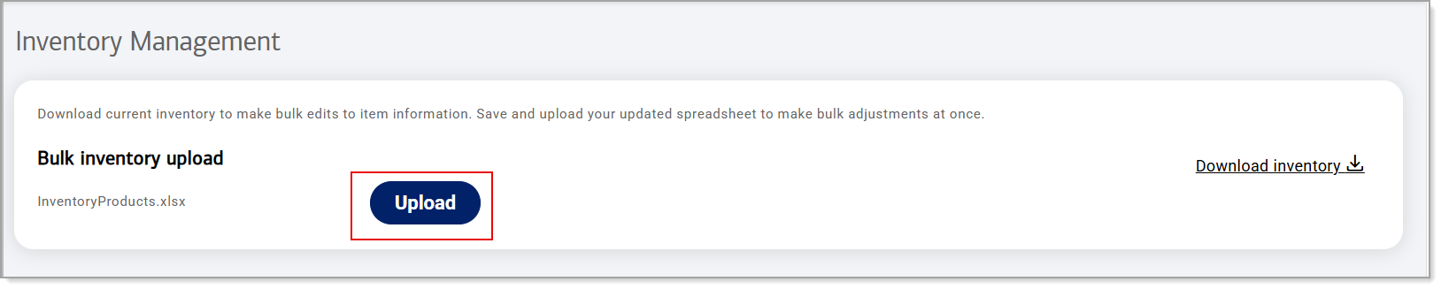 Inventory Management upload option