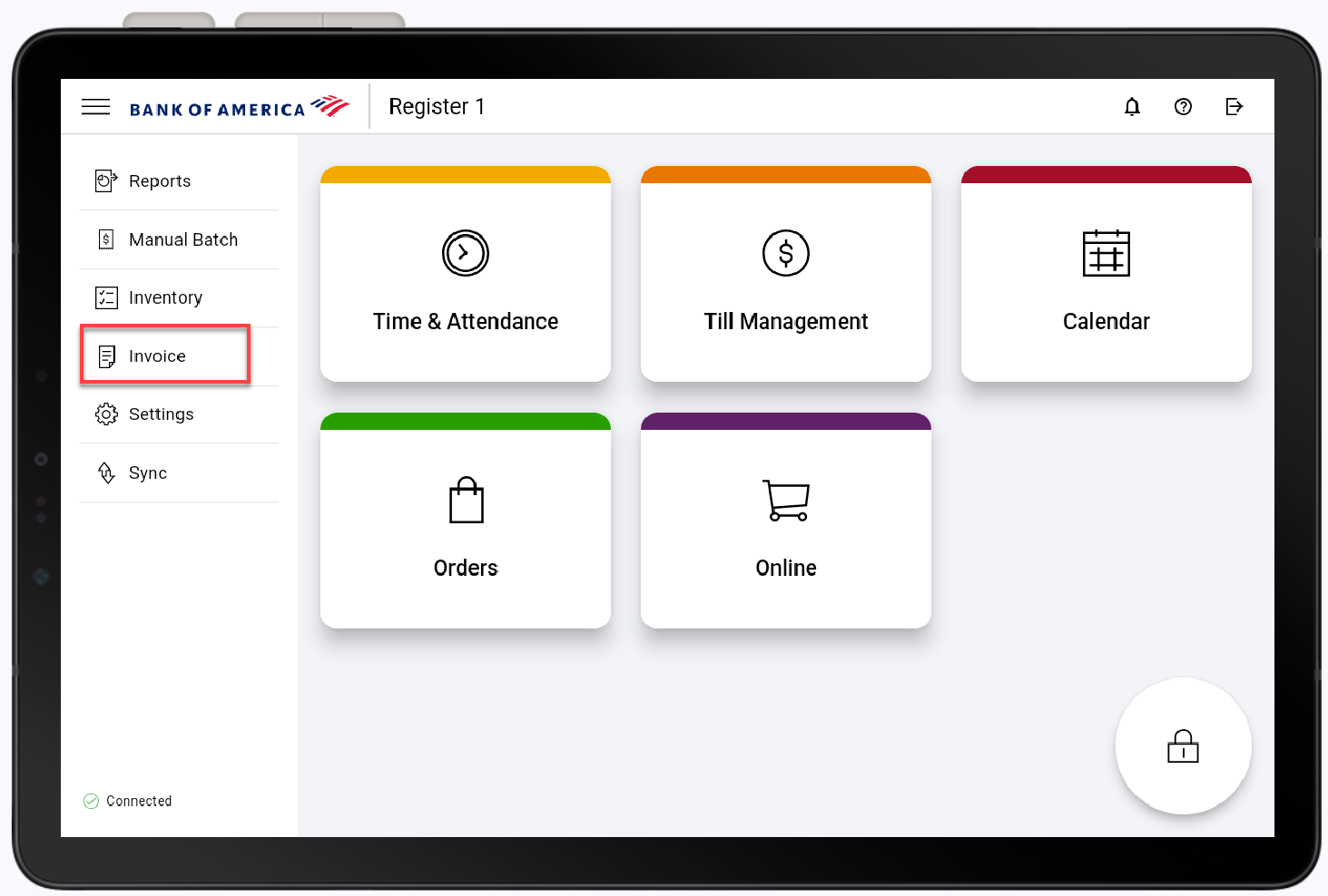 navigation with invoice highlighted