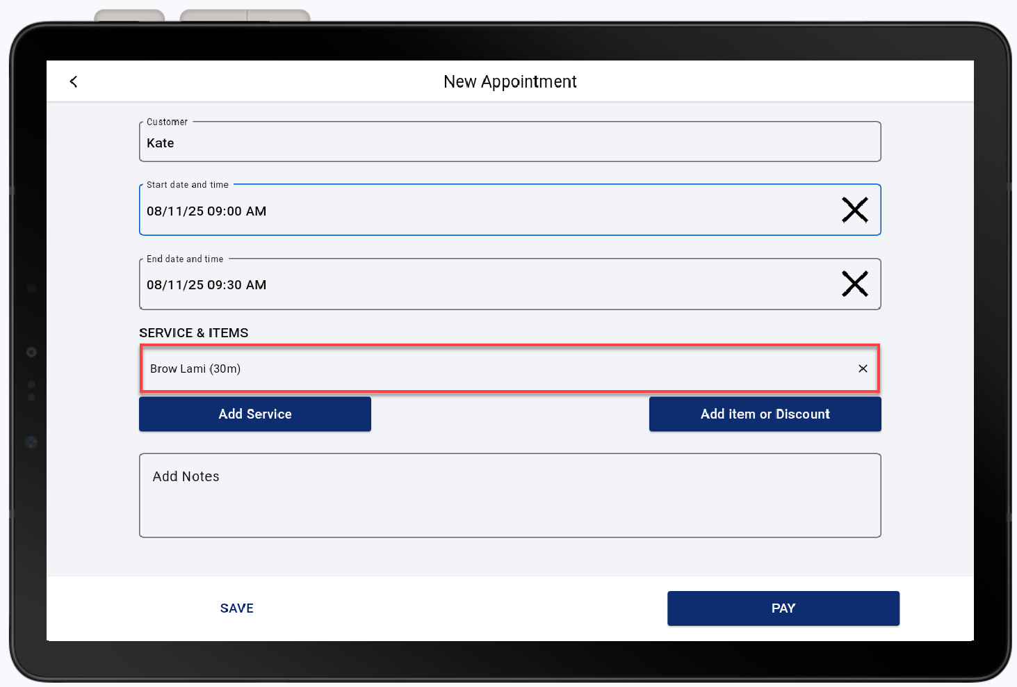 select the service highlighted