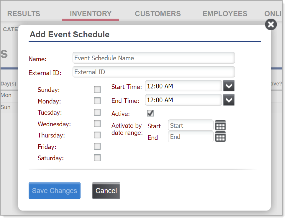 add event schedule dialog