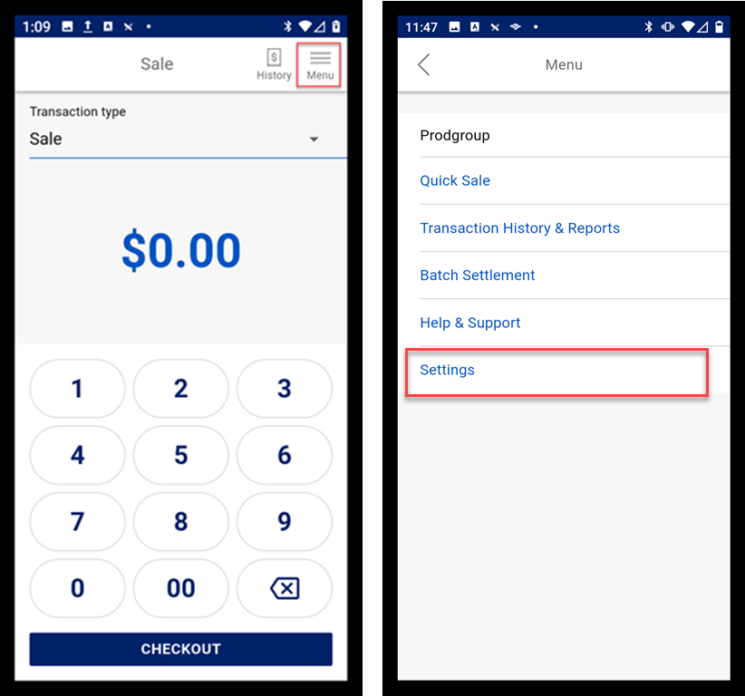 how to access settings options