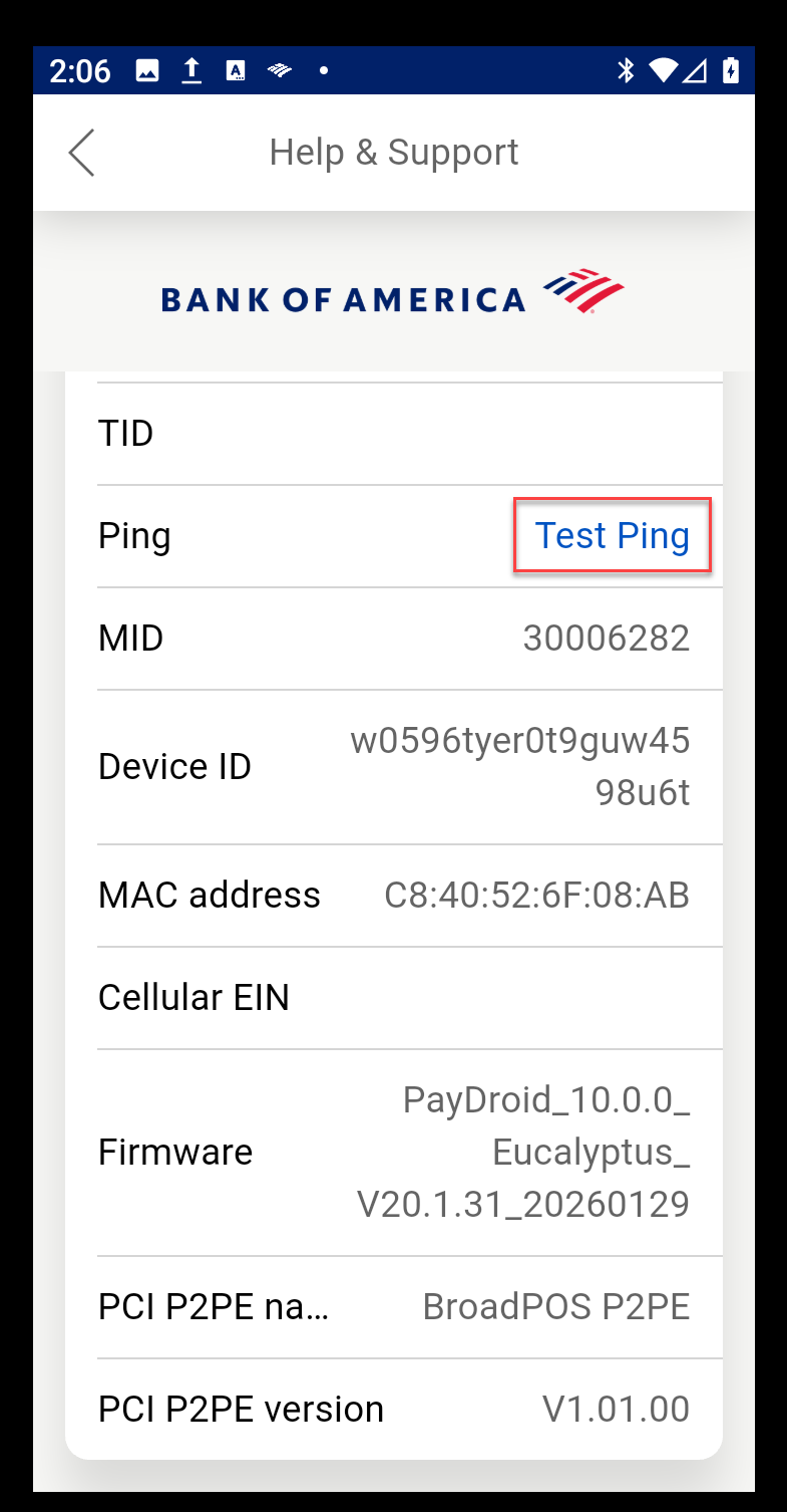 help and support with test ping highlighted