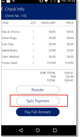Split payment option