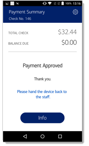 Payment approved message