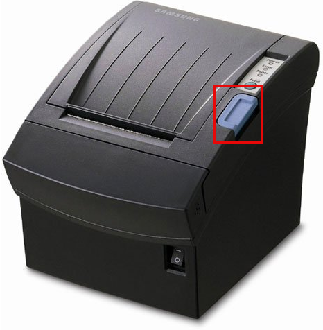 Button to open cover on the thermal printer