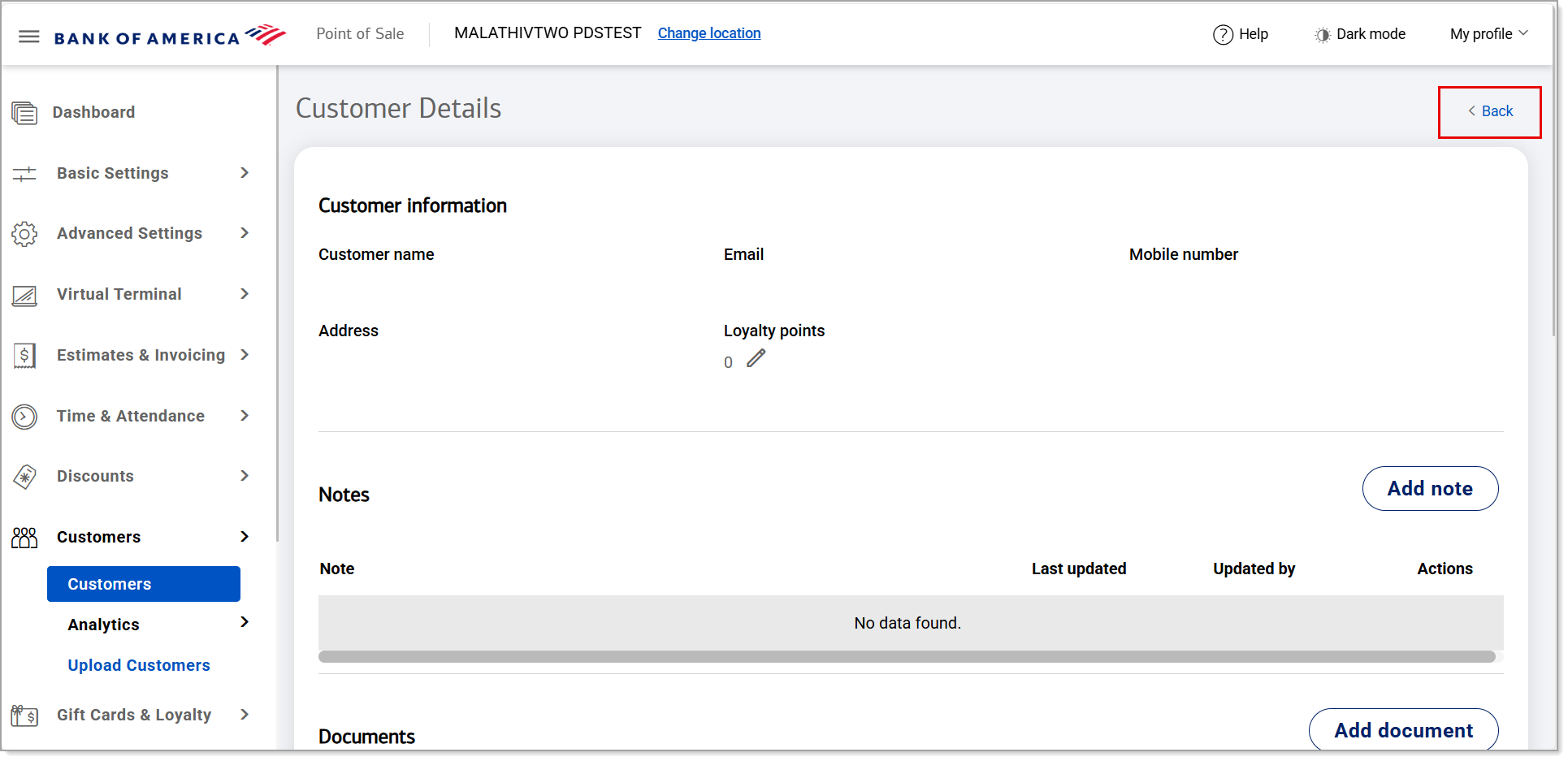 Customer details - Back option