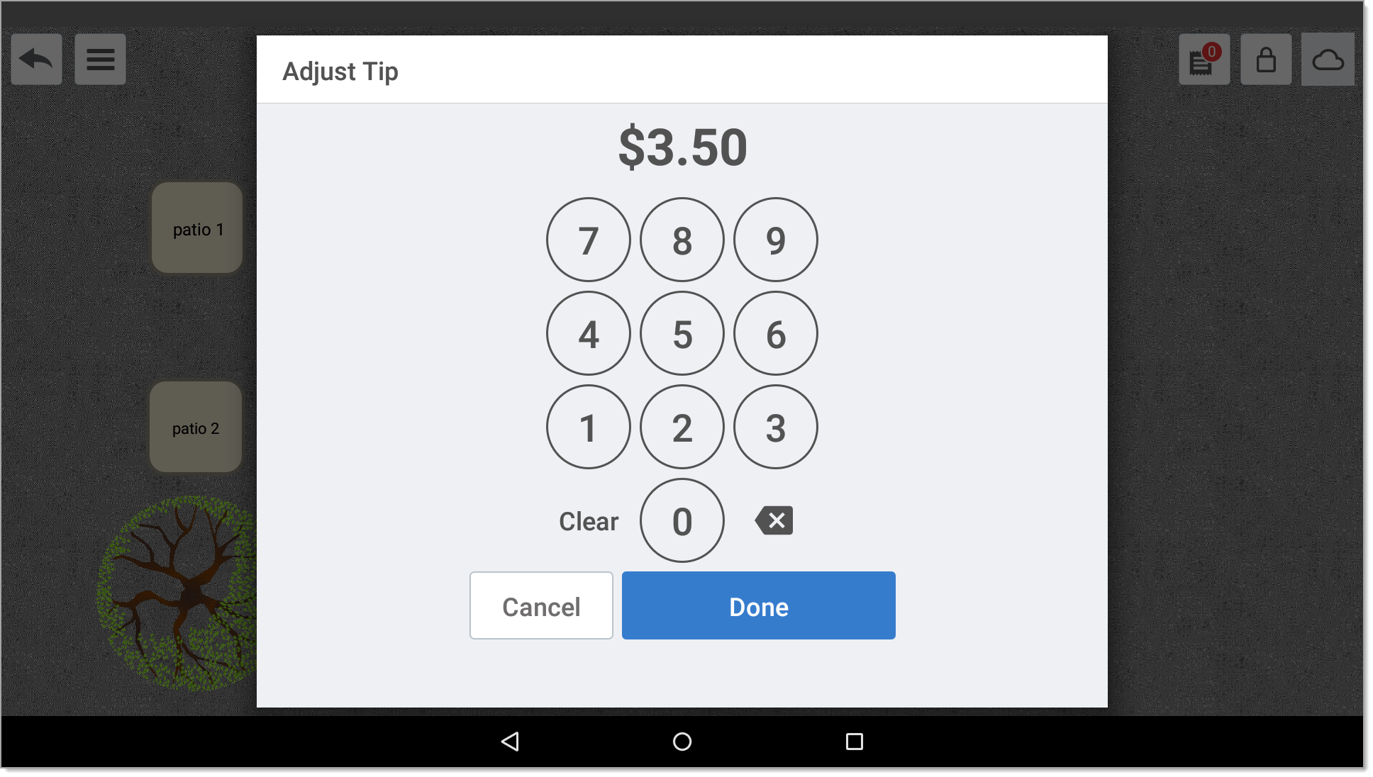 Number pad to adjust tip