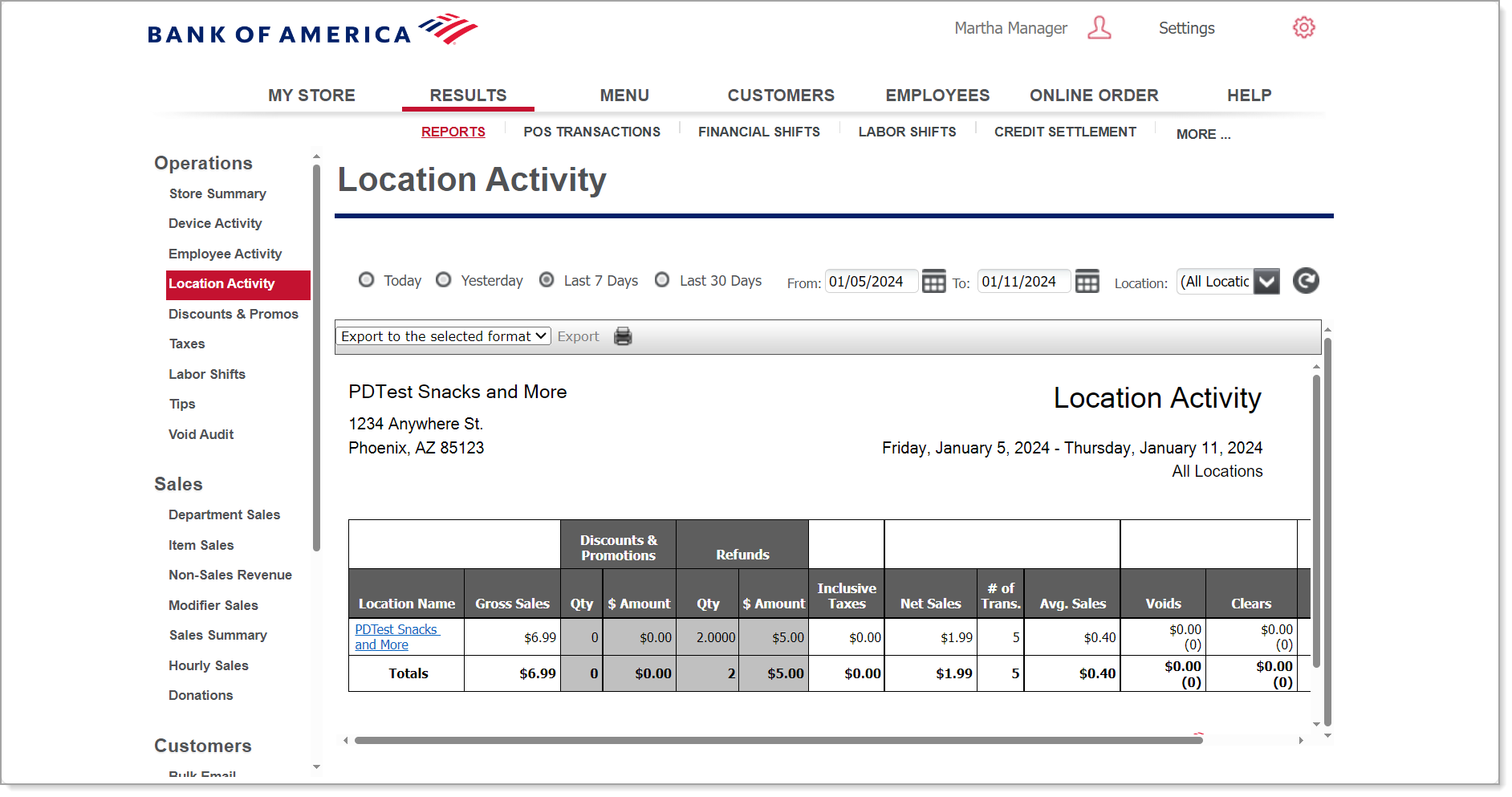 Location activity screen