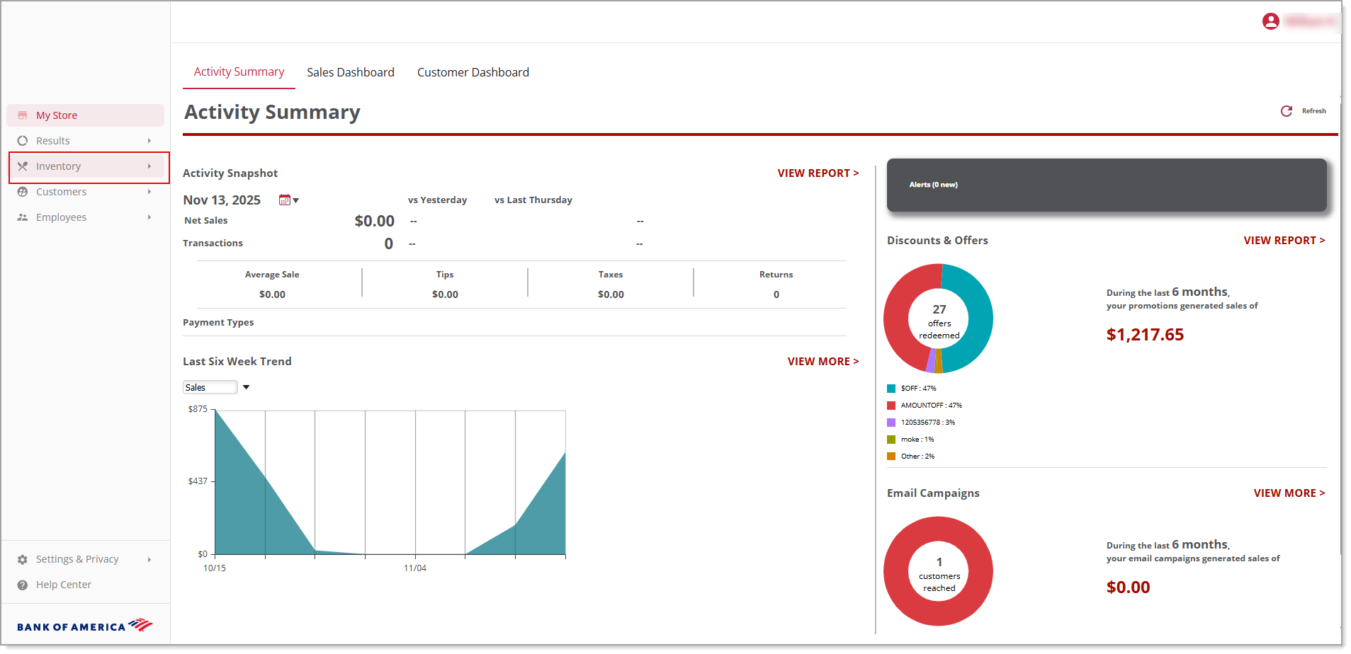 Inventory menu option