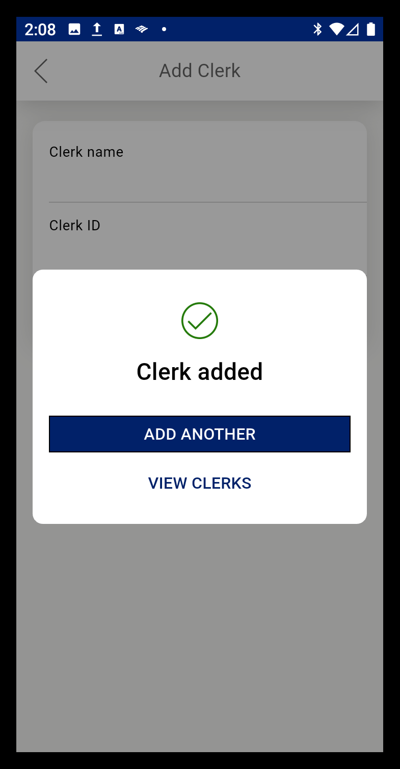 add another clerk or view all clerks option