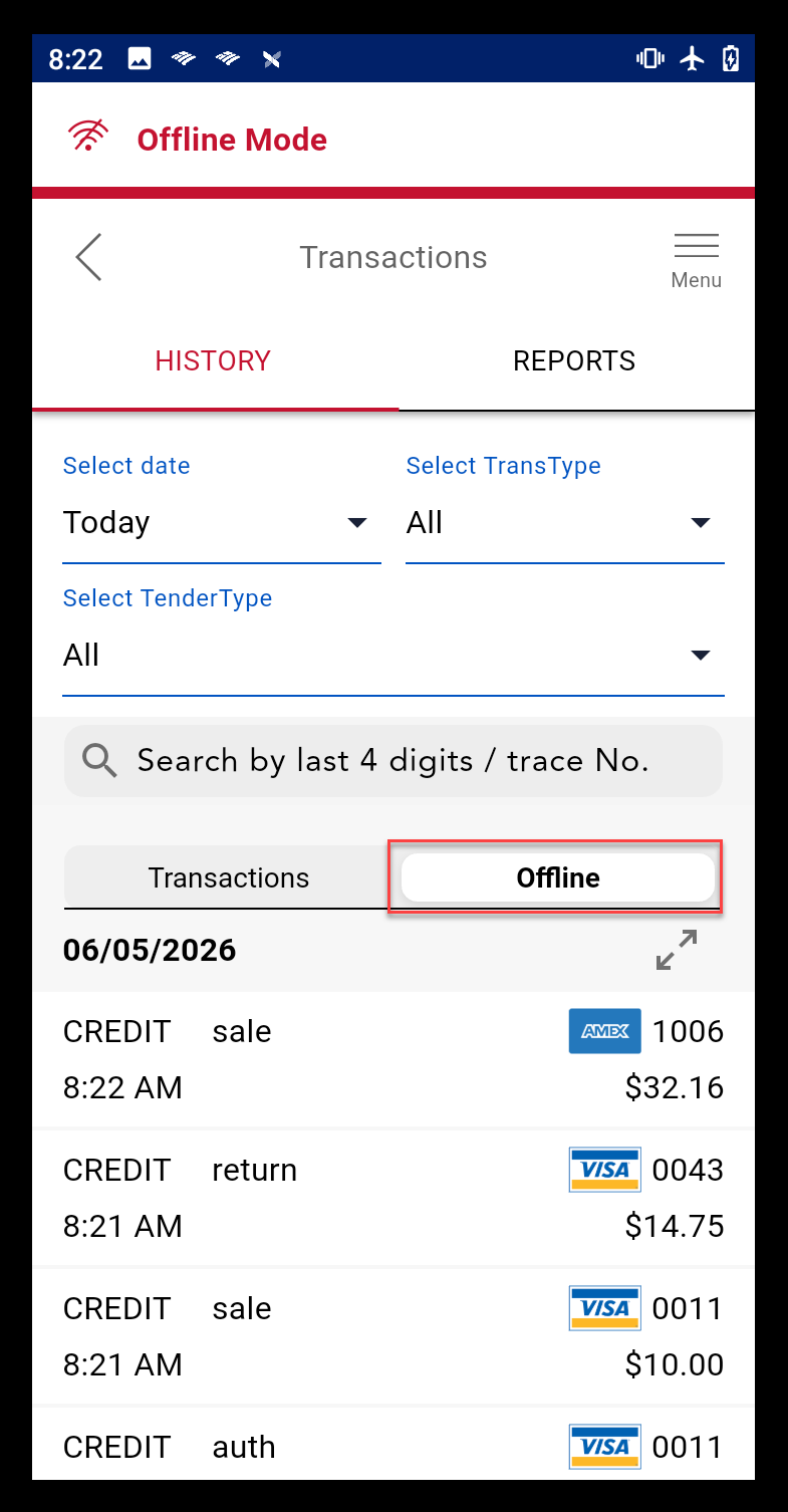offline mode transactions