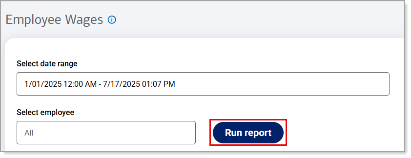 Employee Pay Run report button