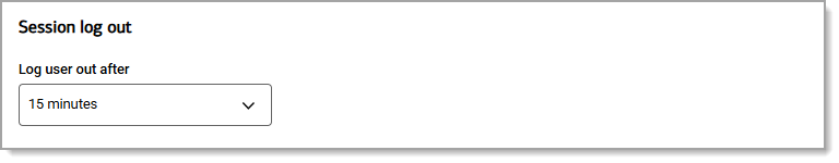 Session log out section with a time dropdown.