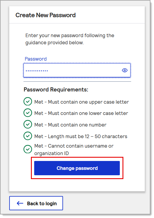 Change password highlighted.