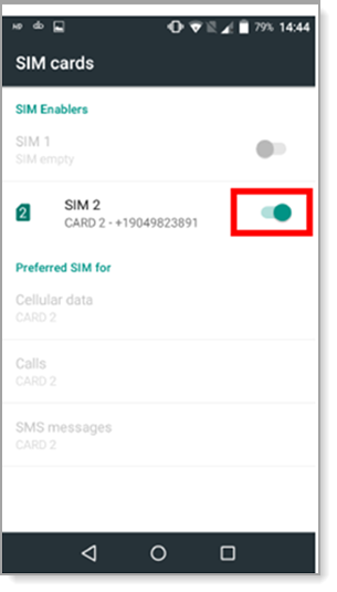 SIM Card toggle switch on