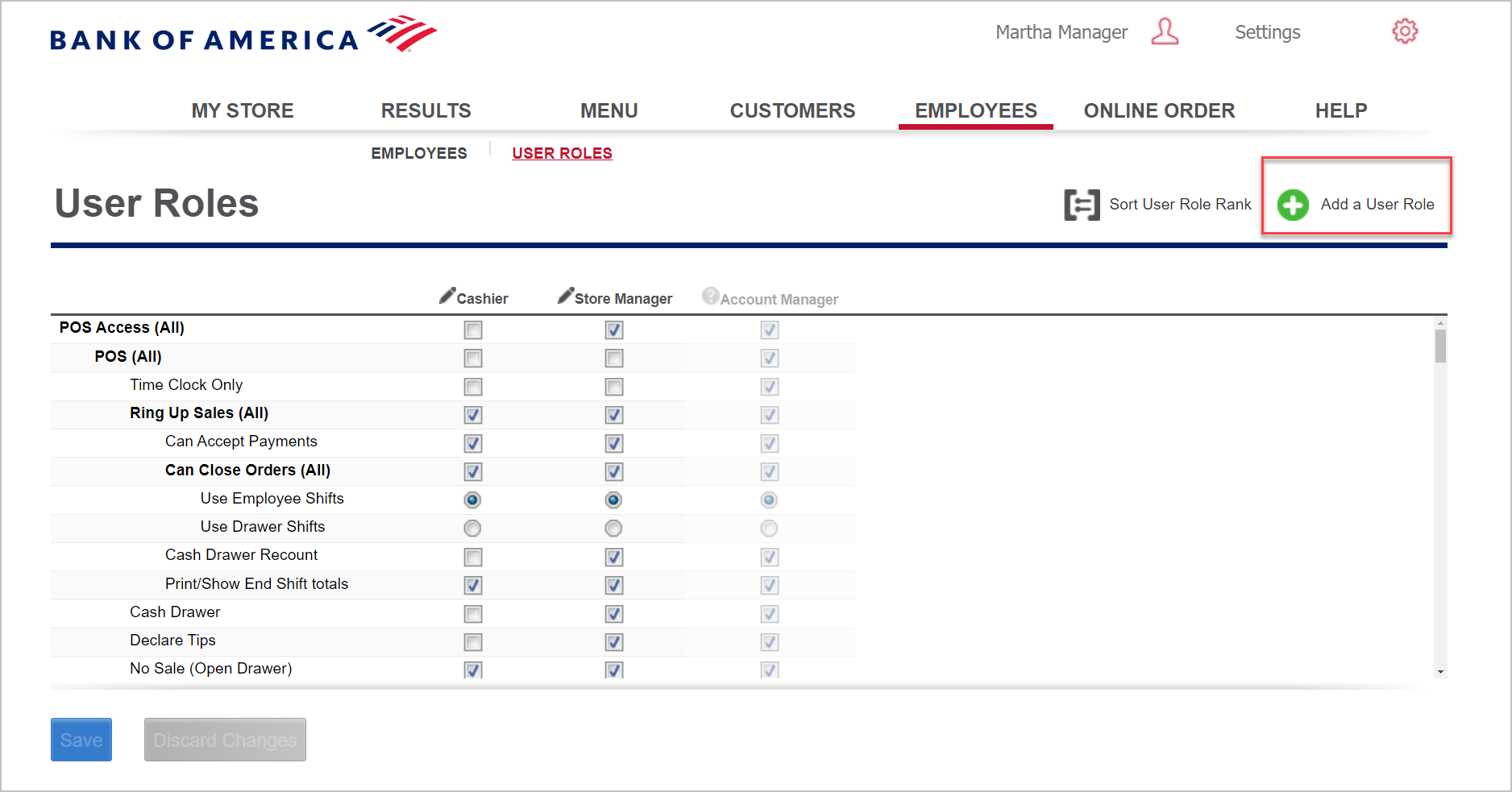 add user role window with fields to complete