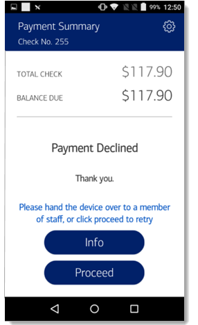 Payment Declined message