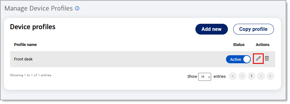 Edit icon highlighted under Manage Device Profiles