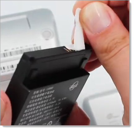 removing protective covering from battery connectors
