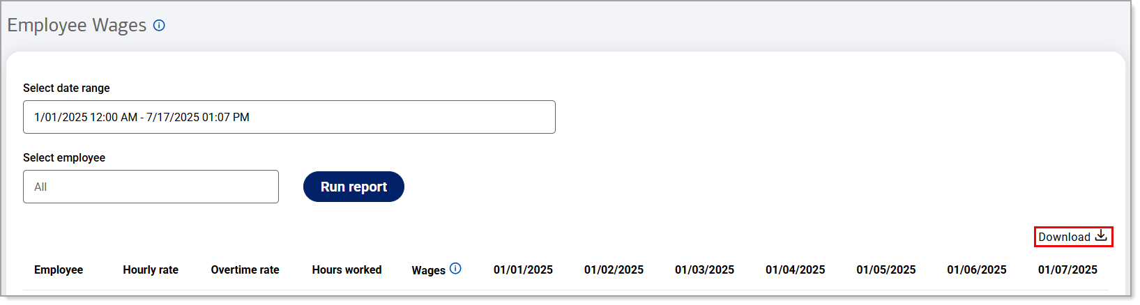 Employee Pay Download button