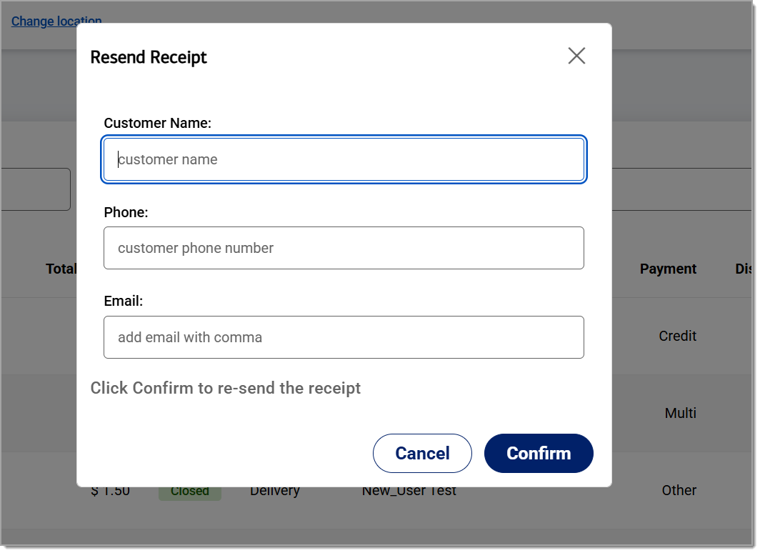 confirm the customer name, phone and email