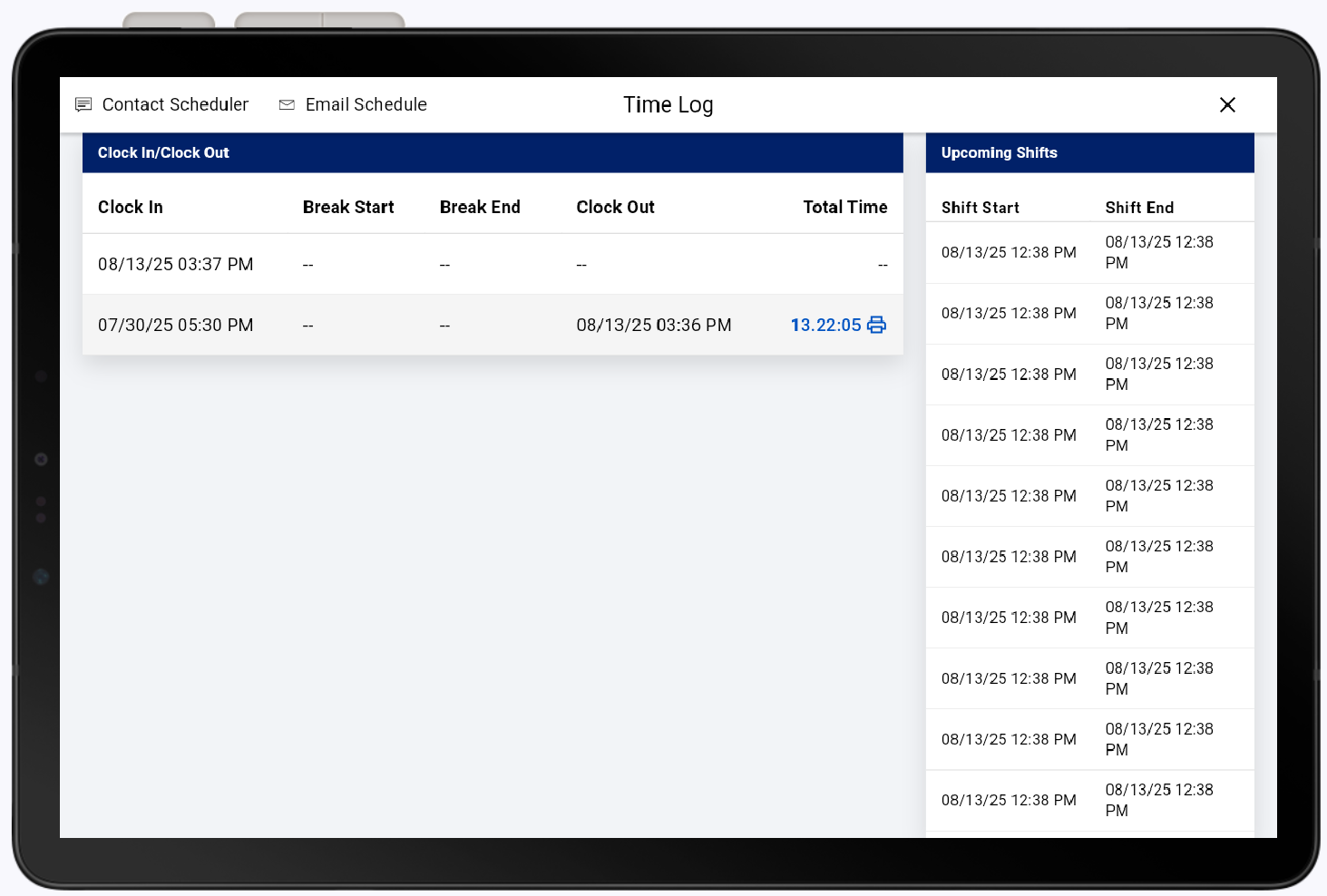 employee time log