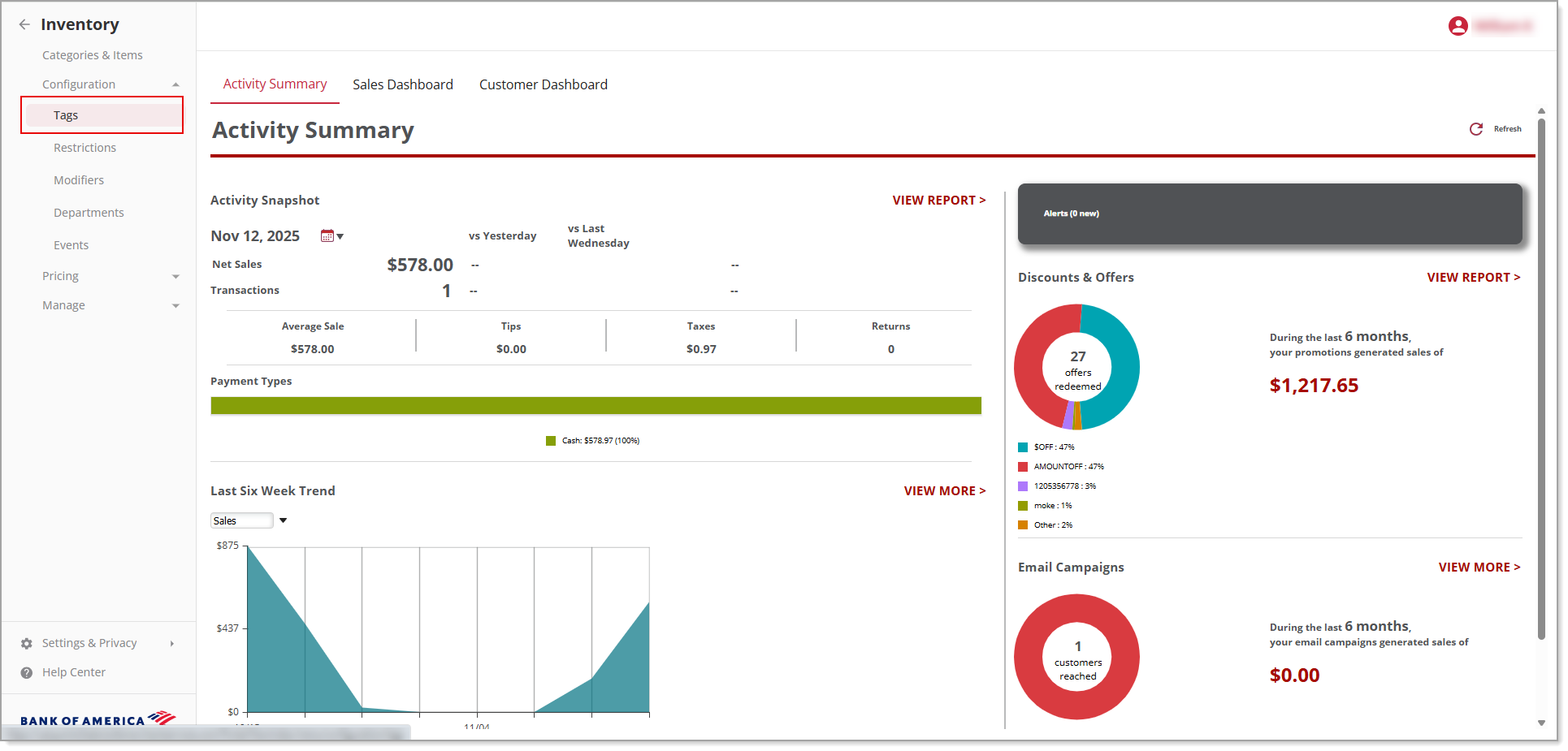 Tags option under configurations