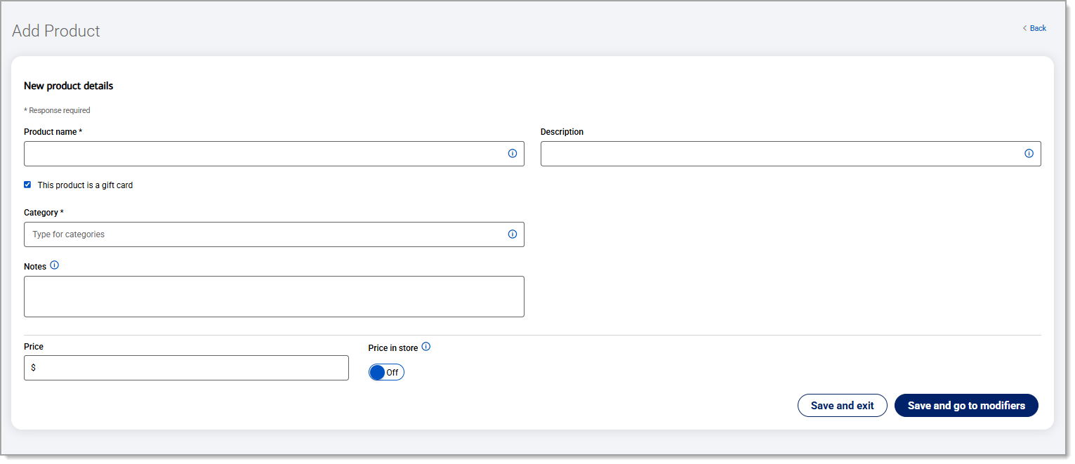 Add product form displayed.