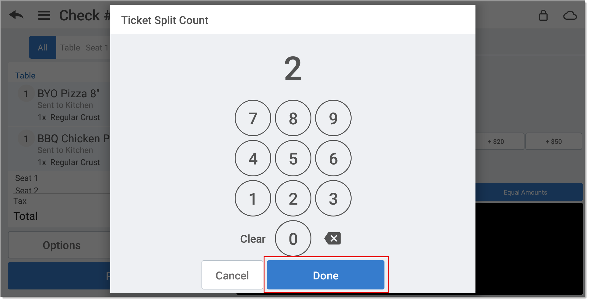 Done highlighted on a number pad.