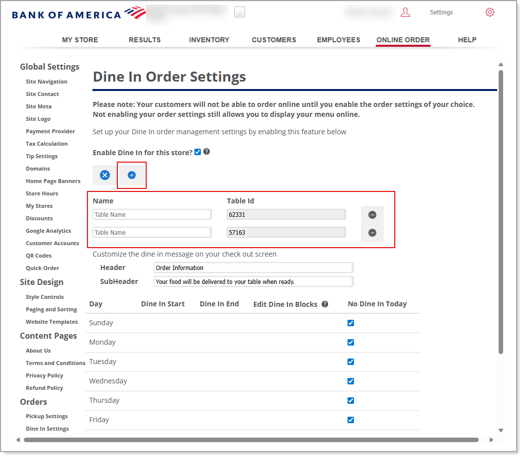 + Icon to enable Table Names