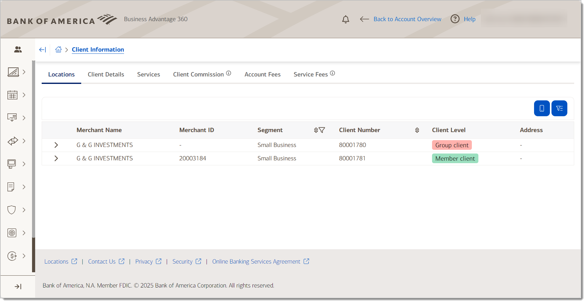 client information locations