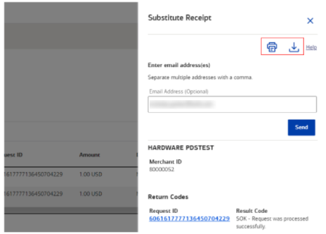 View a substitute receipt with basic transaction information within the View Receipt option