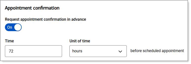 Appointment confirmation notification setting option