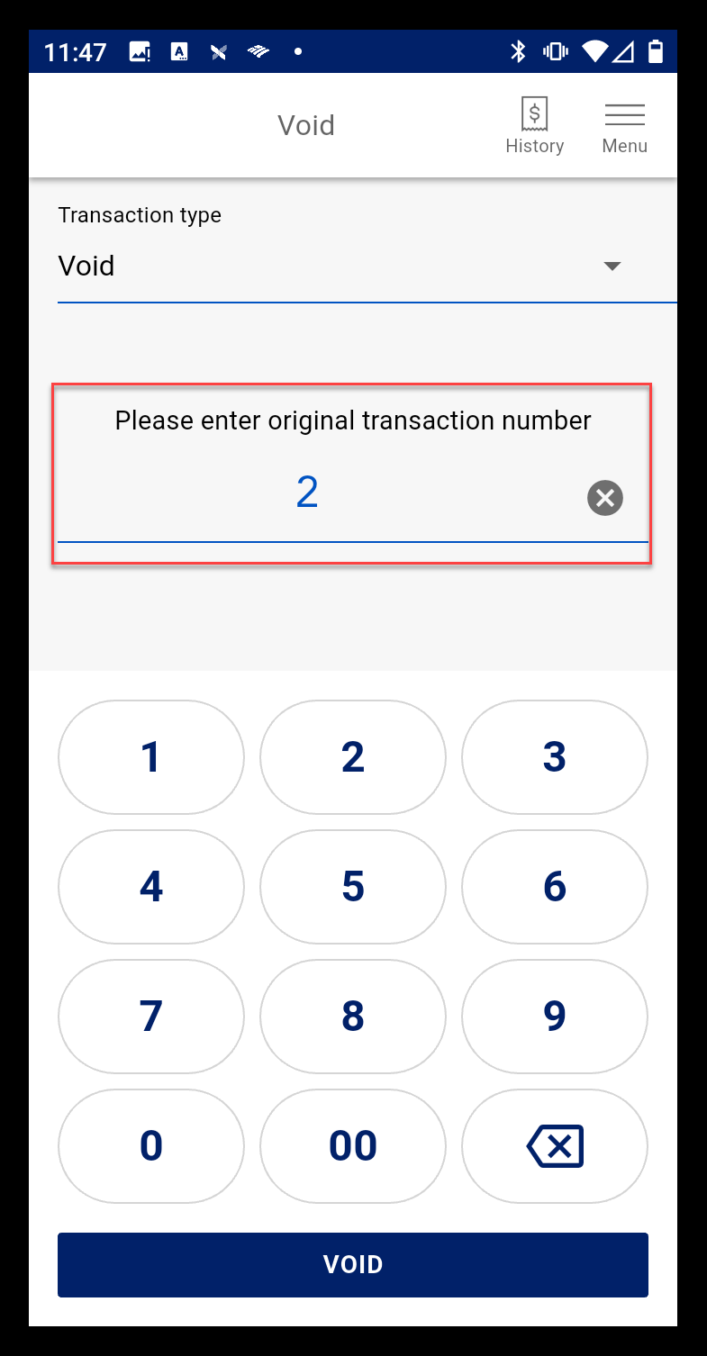 Enter the receipt number