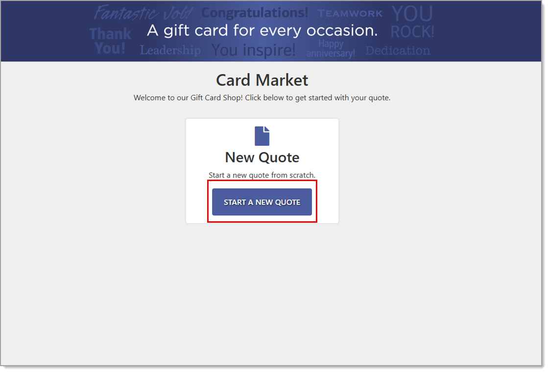 Start a new quote on the Card Market site.