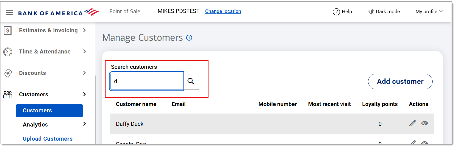 Search customers