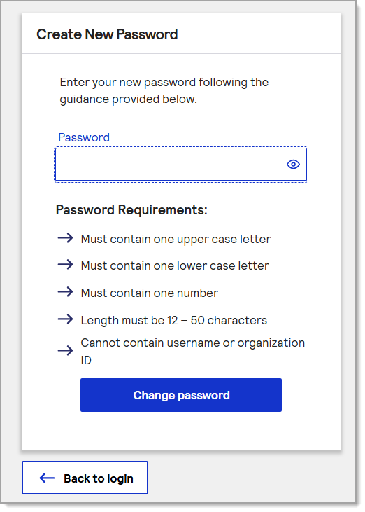Create New Password field. 