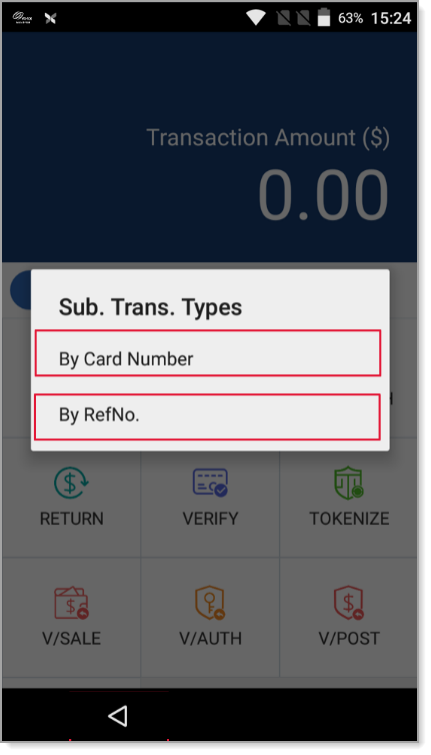 Sub. Trans. Type options