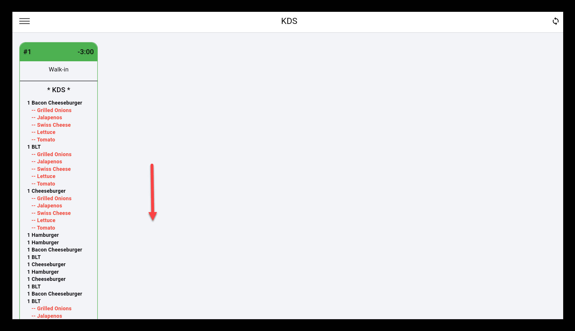 a larger ticket that cuts off with an arrow indicating that you can scroll down to view more of the ticket