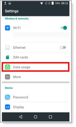 Data usage selected