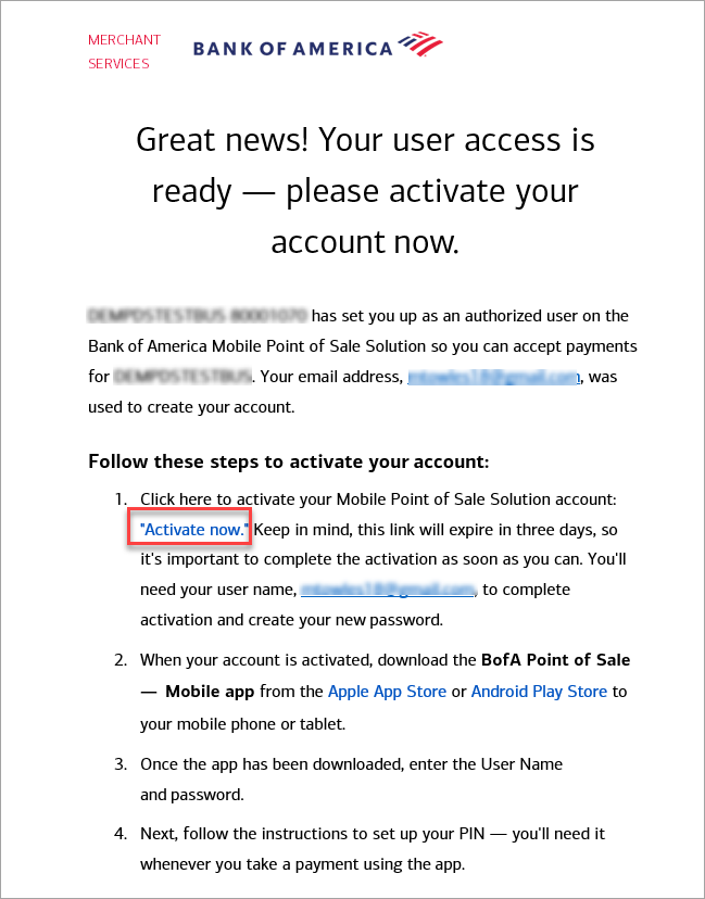 example of the activation email