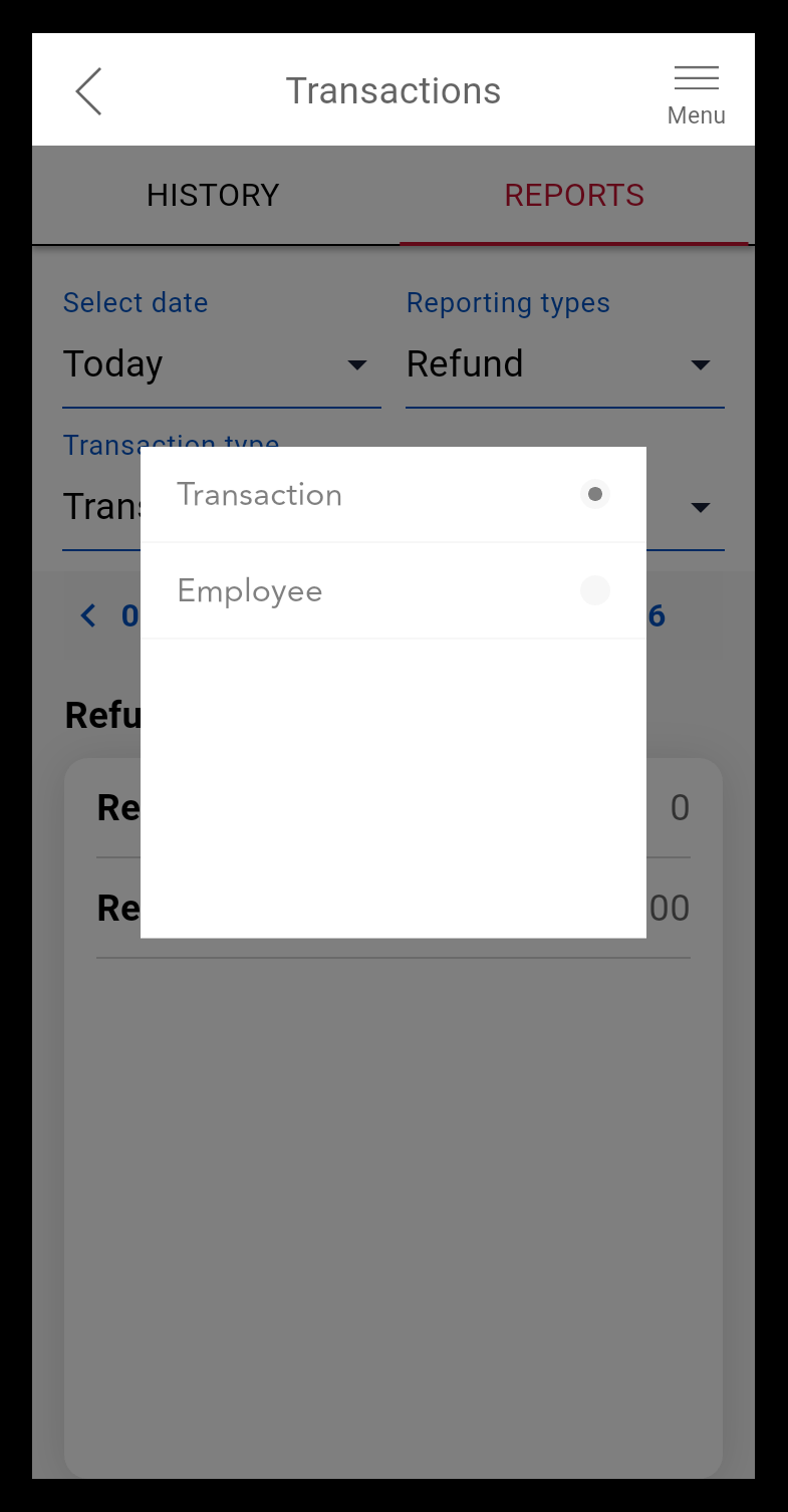 reporting type options