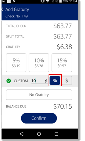 custom amount by percentage option