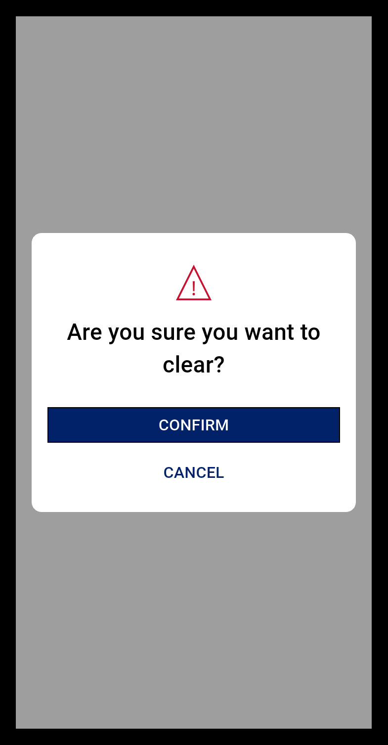confirm clearing data