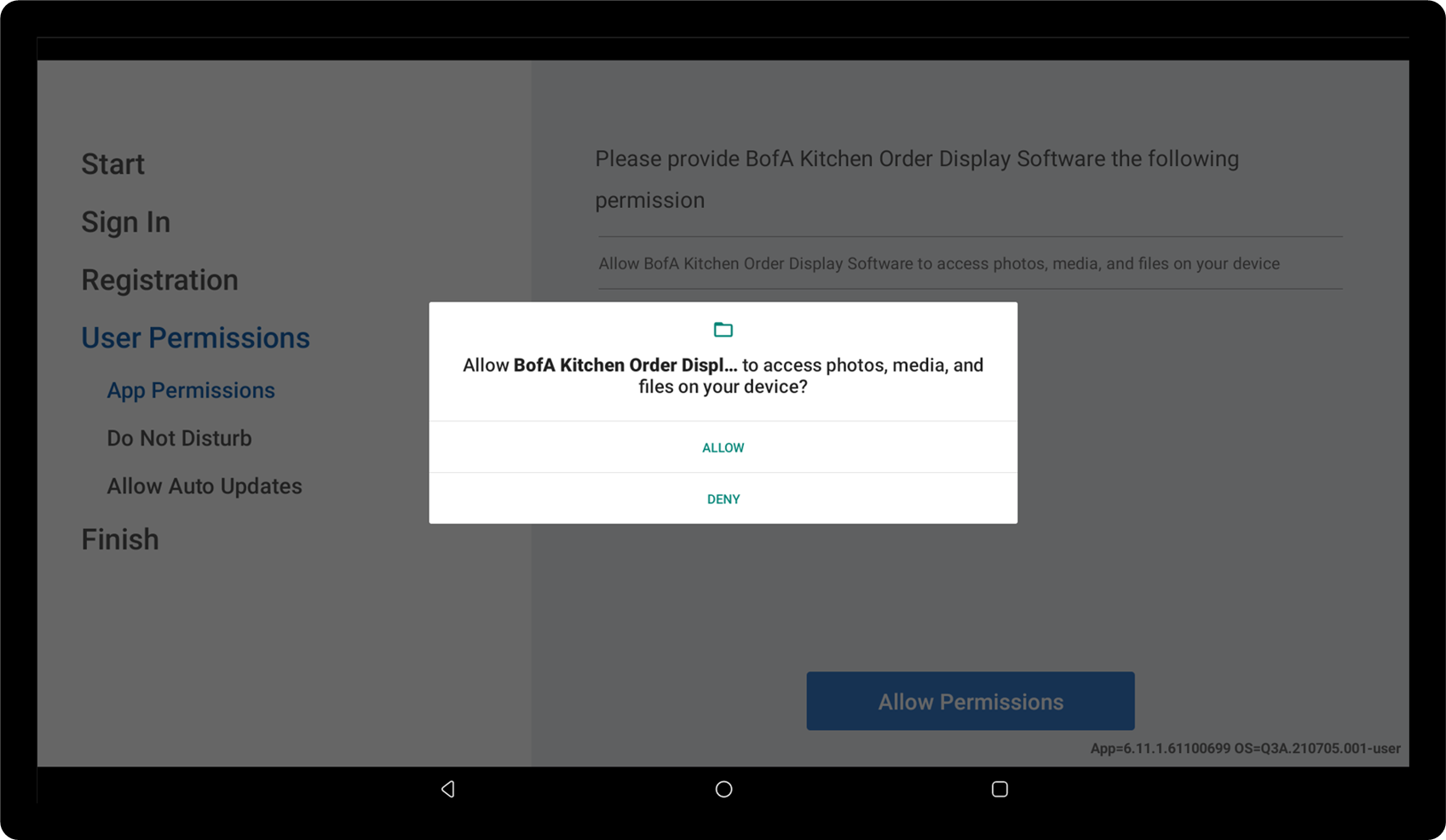 allow permissions screen
