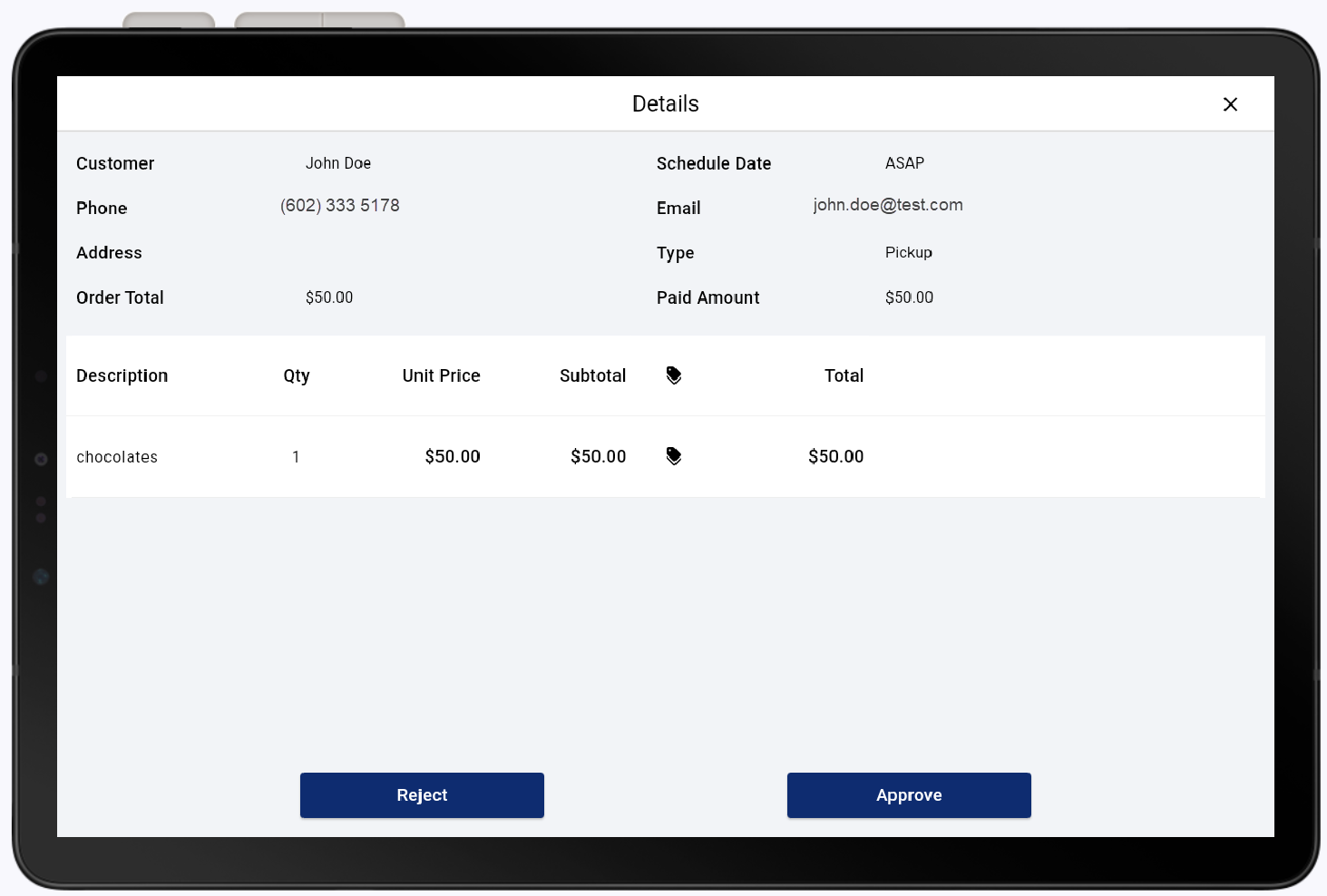 online order details