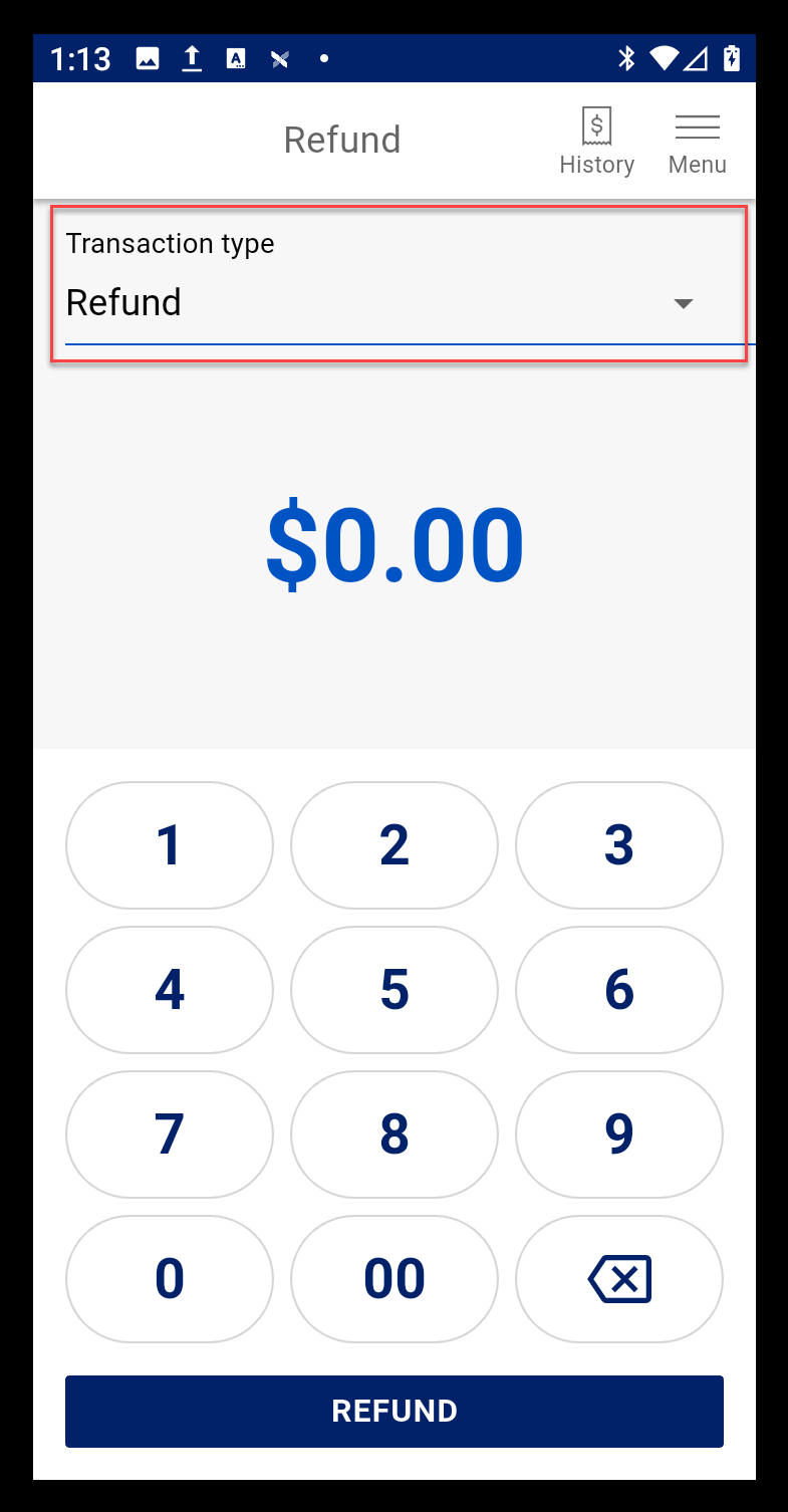 Transaction type Refund