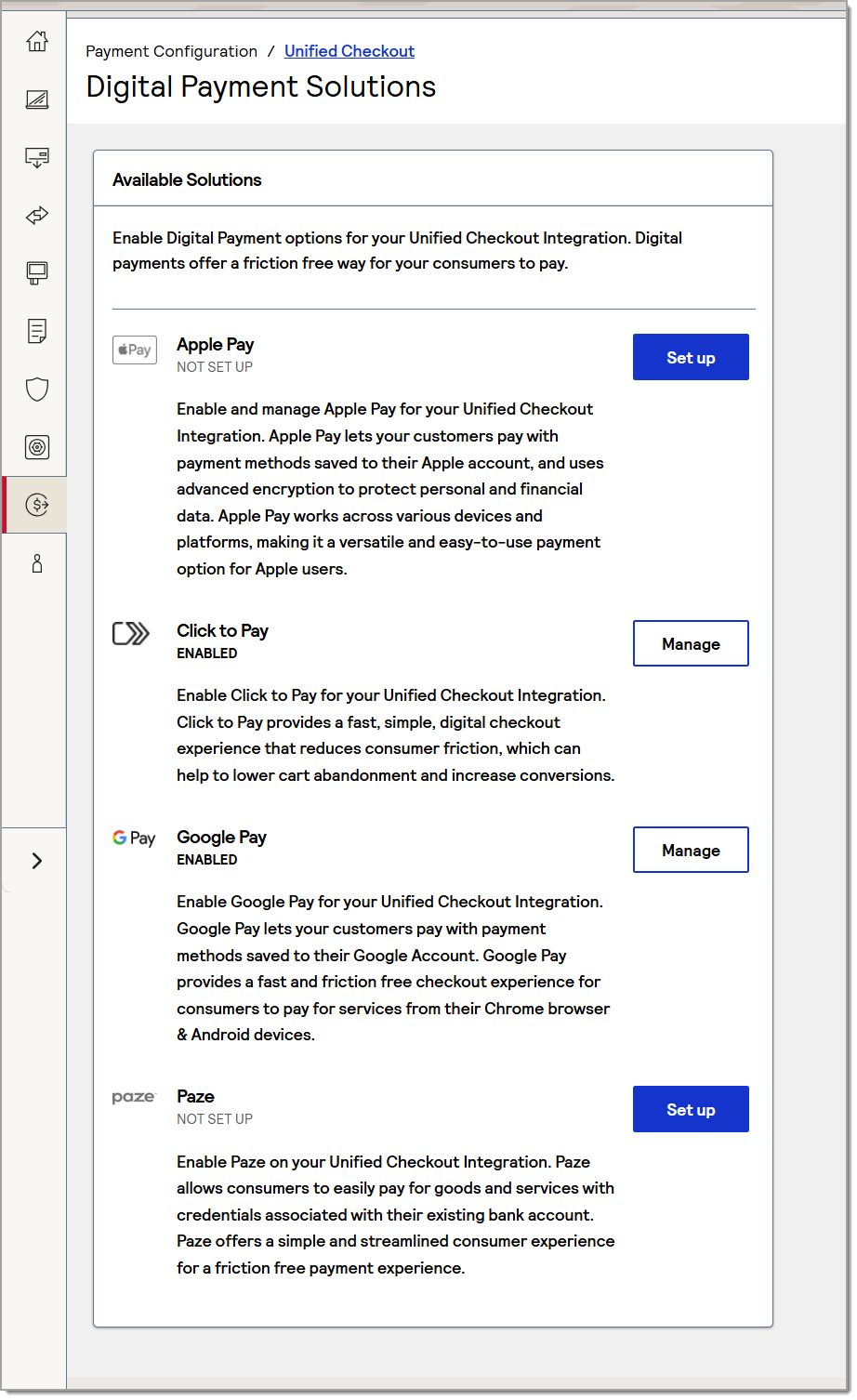 setup a unified payment type