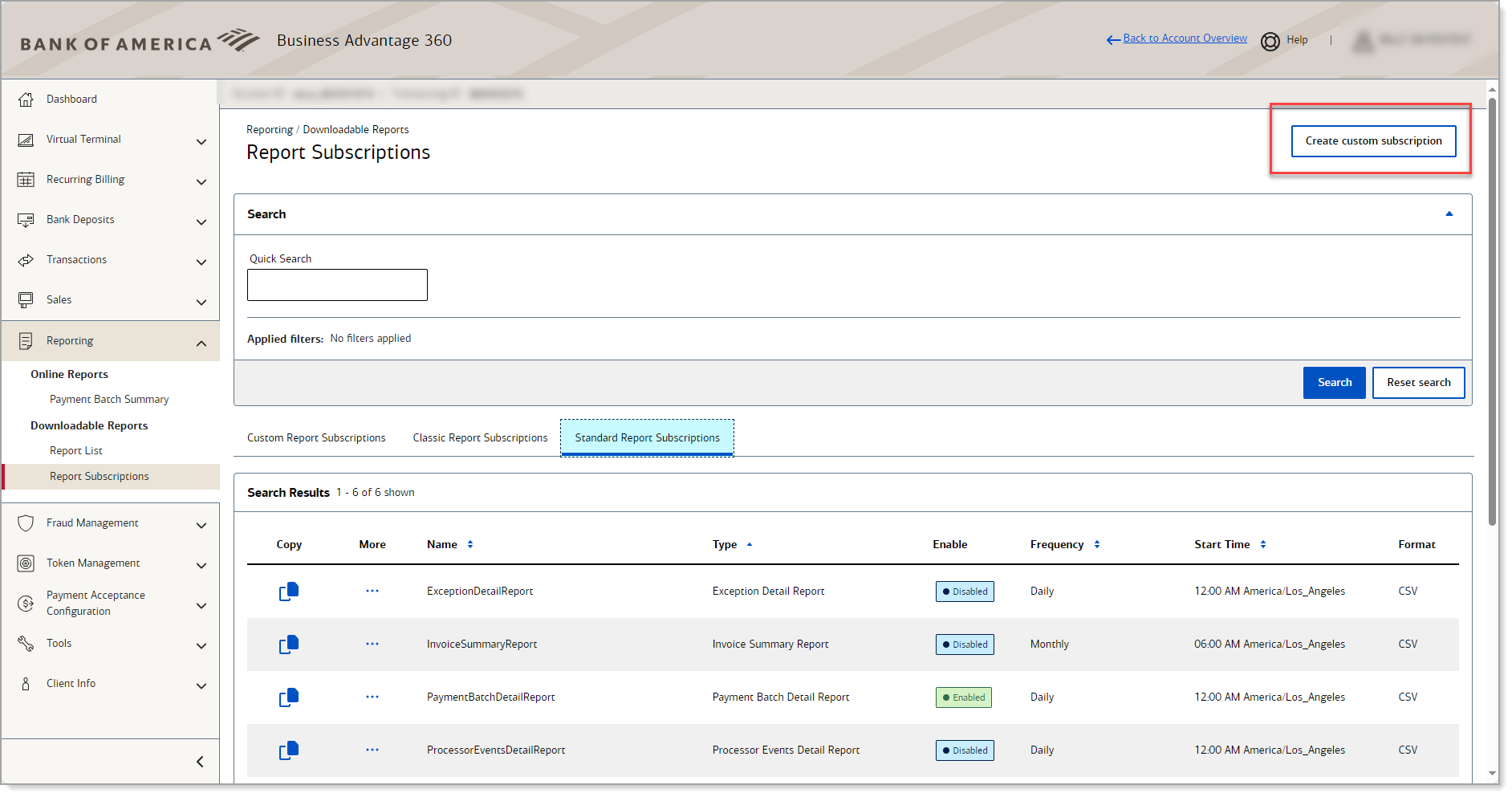 create a custom subscription report option